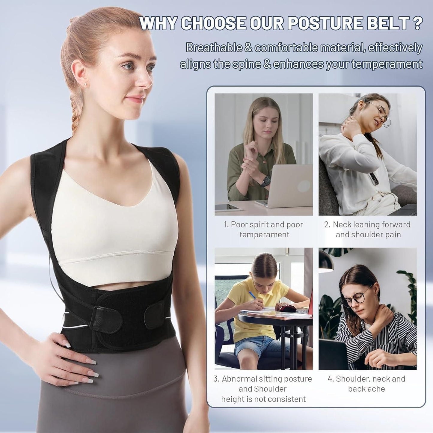 SwiftStore™ Adjustable Posture Corrector – Back, Neck & Shoulder Support
